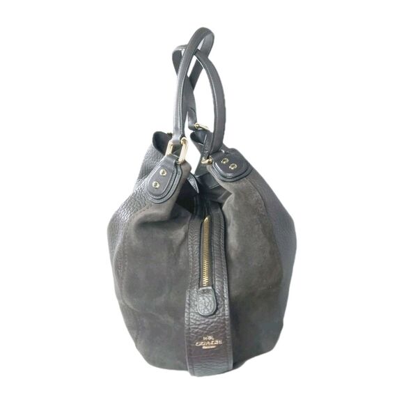 Coach Eddie Shoulder Bag 42 Buffalo Embossed Leather & Suede Brown Style #20334 - Picture 5 of 13